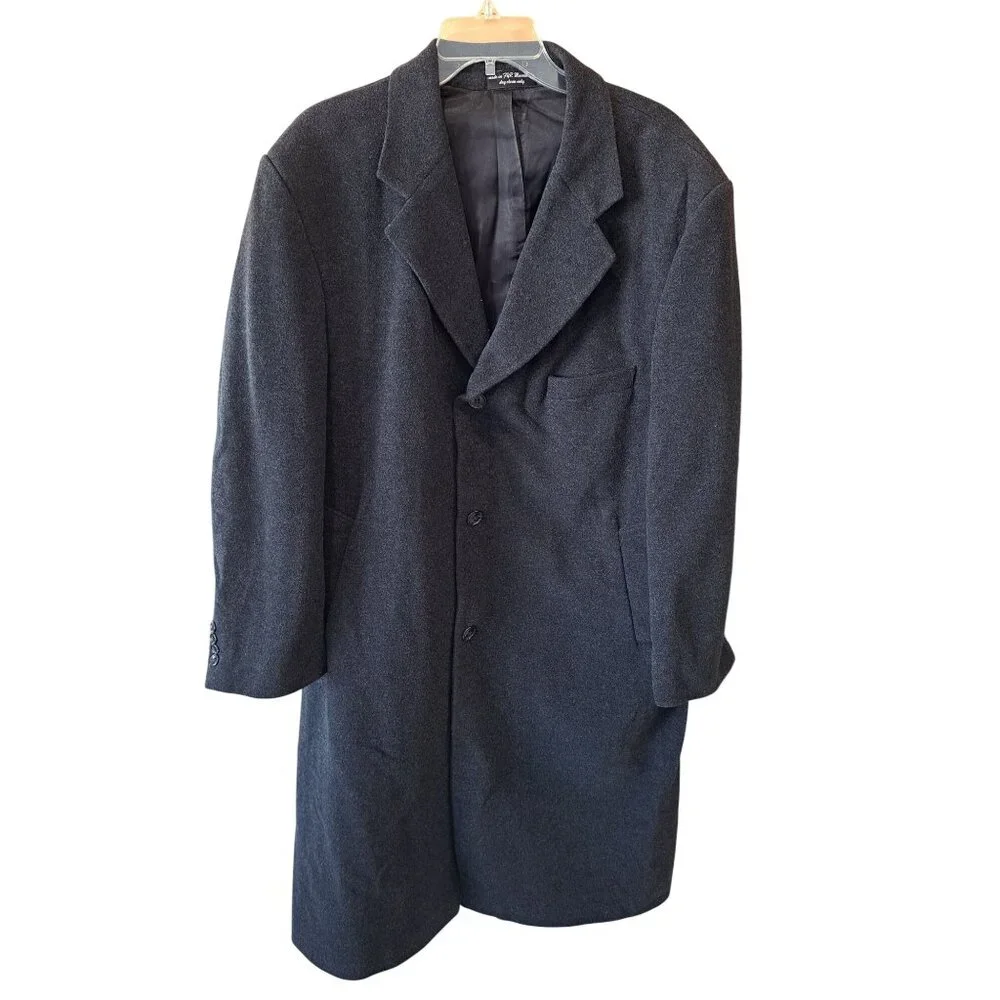 Ralph Lauren Chaps Charcoal Gray Wool Cashmere Overcoat Lined Button Men's 44S - Picture 2 of 14
